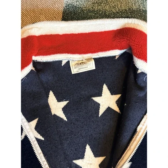 Black Mountain USA Flag Patriotic Fleece Jacket Large Full Zip Red White Blue - Picture 4 of 5